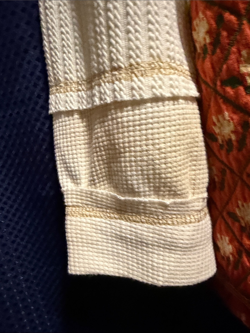 POL Cream and Rust Patchwork Waffle-Knit Pullover - Picture 13 of 14